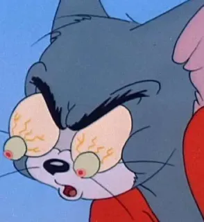 😥 Tom Cat Tom and Jerry cartone animato, gatto, scioccato, esagerato, divertente, espressione, animato telegram sticker