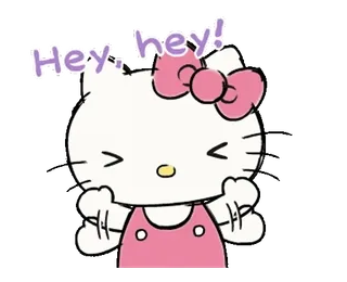 ⭐ Hello Kitty Hey, hey! hello kitty, carino, cartone animato, saluto, fiocco, kawaii telegram sticker