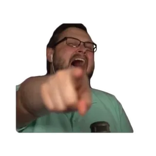 🤣 mężczyzna, wskazywanie, osoba, okulary, mikrofon telegram sticker
