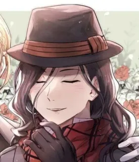 😌 Mann, Hut, Schal, Porträt, Anime, Manga whatsapp sticker