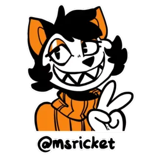 ™ @msricket мультфильм, кот, знак мира, персонаж, иллюстрация telegram sticker