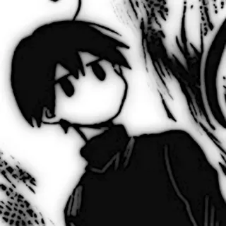 💥 Anime, Desenho animado, Personagem, Mangá, Triste, Emo, Preto e branco telegram sticker