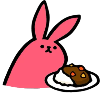 ☺ Hase, Curry, Kaninchen, Essen, Tier, Kawaii, Süß whatsapp sticker
