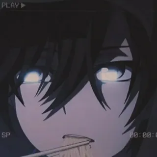 🍜 anime, dark, noodles, glowing eyes, manga telegram sticker
