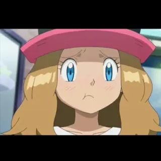 😕 Serena Pokemon Аниме, Мультфильм, Серена, Покемон, Персонаж, Грустный, Каваий whatsapp sticker