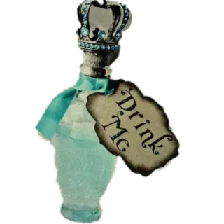 🌟 Alice in Wonderland Drink Me drankje, fles, drank, alice in wonderland, fantasie, magie, etiket telegram sticker
