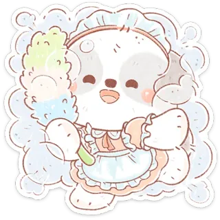 🧹 lucu, kawaii, binatang, membersihkan, kartun, pembantu, pastel telegram sticker