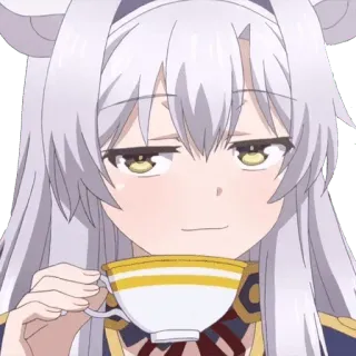 😏 anime, karakter, angkuh, teh, rambut putih, gadis telegram sticker