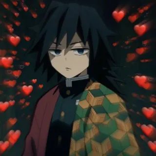 💓 Giyu Tomioka Demon Slayer Anime, Demon Slayer, Giyu Tomioka, Mangá, Animação japonesa, Corações, Desenho animado whatsapp sticker