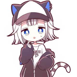 😯 Anime, Catgirl, Dễ thương, Chibi, Nhân vật telegram sticker