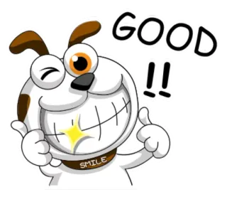 👍 GOOD
!!
SMILE chien, sourire, dessin, mignon, joyeux, animal telegram sticker