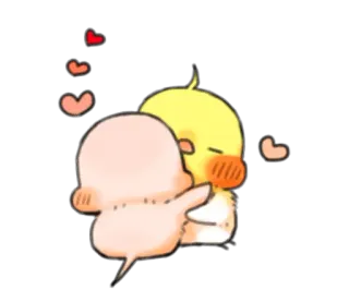 😘 dessin animé, canard, câlin, amour, affection, mignon telegram sticker
