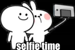 🤳 selfie time Selfie, Słodkie, Królik, Kreskówka, Przyjaciele whatsapp sticker