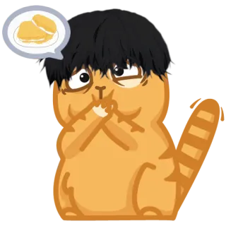 🤢 Katze, Anime, Chibi, Essen, Denken, Träumen, Cartoon whatsapp sticker