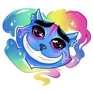 ❤️ gato, olhos de coração, arco-íris, brilhos, fofo, desenho animado telegram sticker