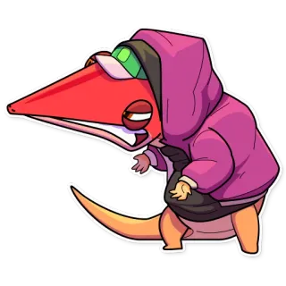 😡 Cartoon, Reptiel, Hagedis, Personage, Hoodie, Sticker telegram sticker