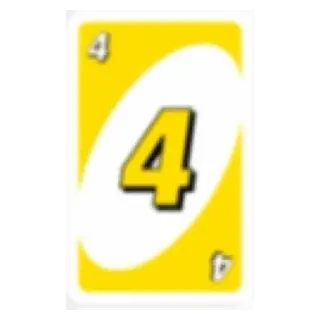 💟 Uno 4 tarjeta, número, juego, amarillo, uno telegram sticker