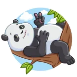 ✌️ Panda, Animal, Mignon, Arbre, Dessin animé whatsapp sticker