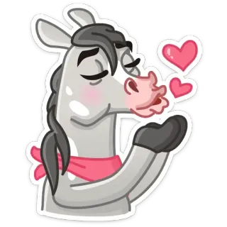 😘 cheval, animal, baiser, coeurs, dessin animé, mignon, amour telegram sticker