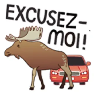 ✋ EXCUSEZ-moi! alce, animale, auto, scusa, mi scusi telegram sticker