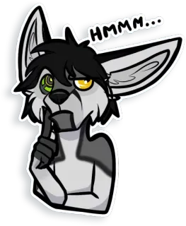 🤔 HMMM... Фурри, Антропоморфный, Размышление, Хмм, Любопытный, Мультфильм telegram sticker
