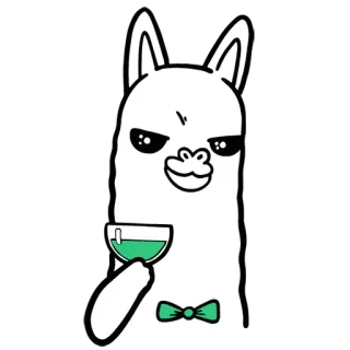 🍸 lhama, desenho animado, bebida, animal, ilustração, fofo, festa whatsapp sticker