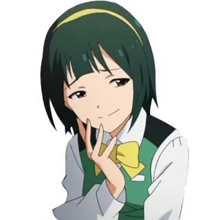 😏 anime, donna, sorridente, personaggio telegram sticker