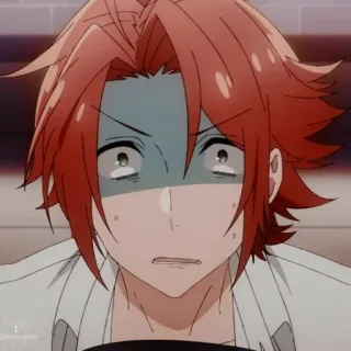 😰 anime, impactado, sorprendido, expresión, pelo rojo telegram sticker