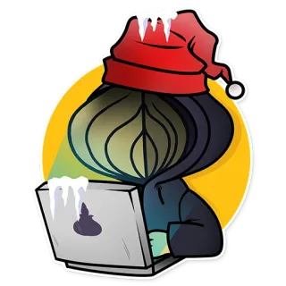 ❄️ winter, christmas, laptop, onion, santa hat, programmer telegram sticker