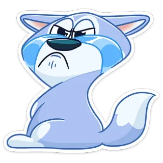 😭 волк, мультик, животное, наклейка, милый, синий telegram sticker