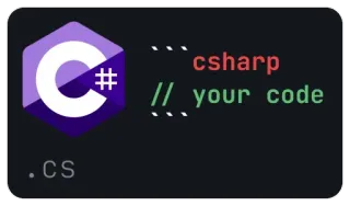 ⌨️ csharp
// your code
.CS csharp, programmazione, codifica, sviluppo software, dotnet telegram sticker