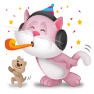 🎉 gatto, festa, celebrazione, compleanno, cuffie, cappello, coriandoli, festivo telegram sticker