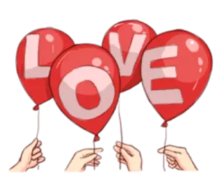 🎈 LOVE amor, globos, rojo, romántico, celebración telegram sticker