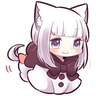 🙂 Чиби, Кавай, Милые, Аниме, Кот, Уши, Хвост, Манга telegram sticker