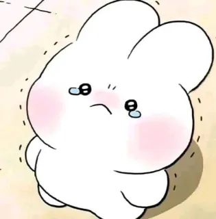😿 kelinci, lucu, sedih, kawaii, binatang, berkaca-kaca, menangis telegram sticker