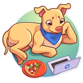 💻 Hund, Pizza, Laptop, Cartoon, Haustier, Tier whatsapp sticker