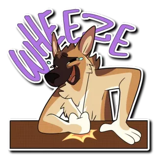 🤣 WHEEZE pies, sapanie, śmiech, zwierzę, kreskówka telegram sticker