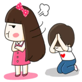 😓 en colère, frustré, dessin animé, couple, relation, contrarié, personnage de dessin animé telegram sticker