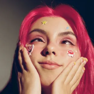 🥵 pessoa, mulher, cabelo rosa, adesivos, retrato, beleza telegram sticker