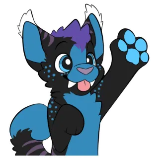👋 furry, anthropomorphic, animal, cute, cartoon, sticker, character, blue, black whatsapp sticker