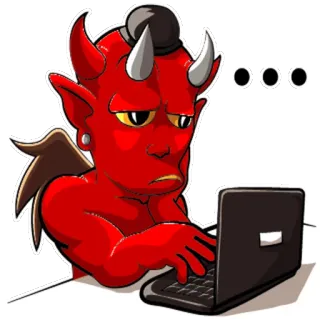 👨‍💻 diabo, demônio, computador, trabalho, desenho animado, vermelho telegram sticker