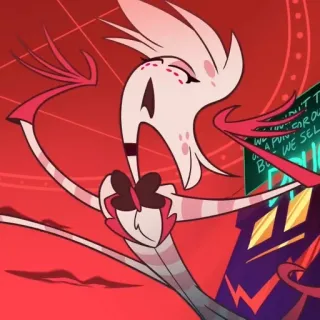 🌟 Angel Dust Hazbin Hotel WE SOLD OUR WEAPONS TO A FUN GROUP!! WE SELL BOOZE 만화, 악마, 호텔, 웃긴, 무기 telegram sticker
