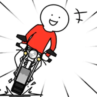 🏍 motorcycle, driving, cartoon, vehicle, transportation whatsapp sticker