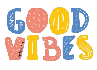 ⚡️ GOOD VIBES @dew_art 긍정적, 좋은 기운, 미술, 화려한, 장식, 스티커 telegram sticker