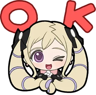 👌 OK Anime, Fofo, Menina, Ok, Piscadela, Desenho animado telegram sticker