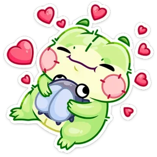 🥰 słodkie, kawaii, serca, naklejka, zielony, kreskówka telegram sticker