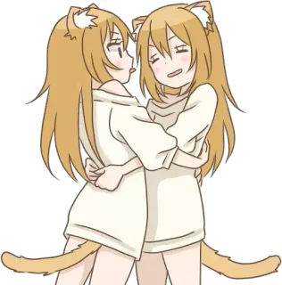❤️ Anime, Garota gato, Abraçando, Fofo, Desenho animado, Amizade telegram sticker