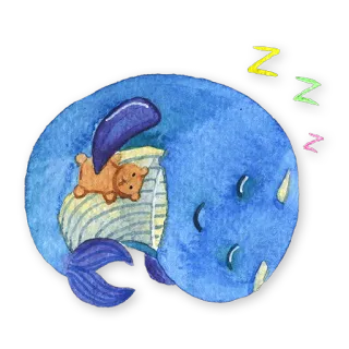 😴 baleine, endormi, nounours, dessin animé, mignon, zzz telegram sticker