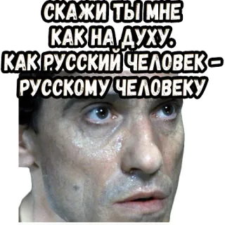 🥺 СКАЖИ ТЫ МНЕ КАК НА ДУХУ. КАК РУССКИЙ ЧЕЛОВЕК - РУССКОМУ ЧЕЛОВЕКУ telegram sticker