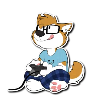 🎮 Furry, Videojuegos, Gamer, Dibujos animados, Animal, Perro, Mando telegram sticker